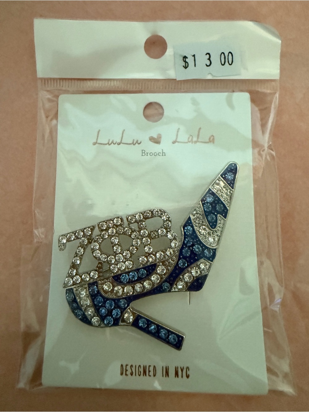 Blue Crystal High Heel Brooch